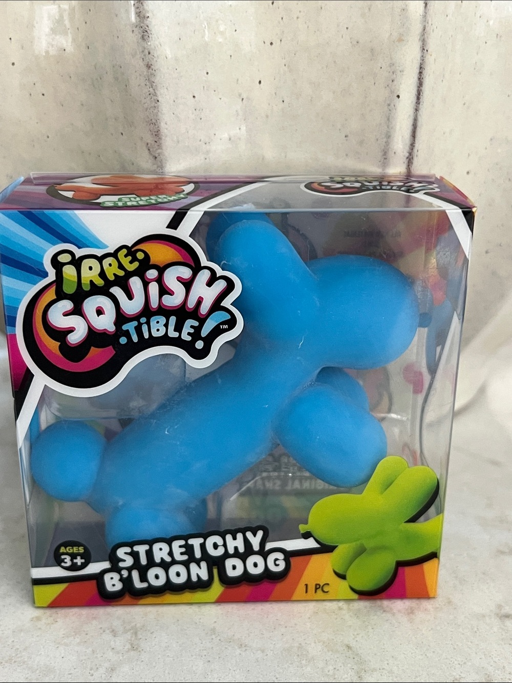 JA-RU Irre-Squish-tible Stretchy B'Loon Dog Toy Blue NEW